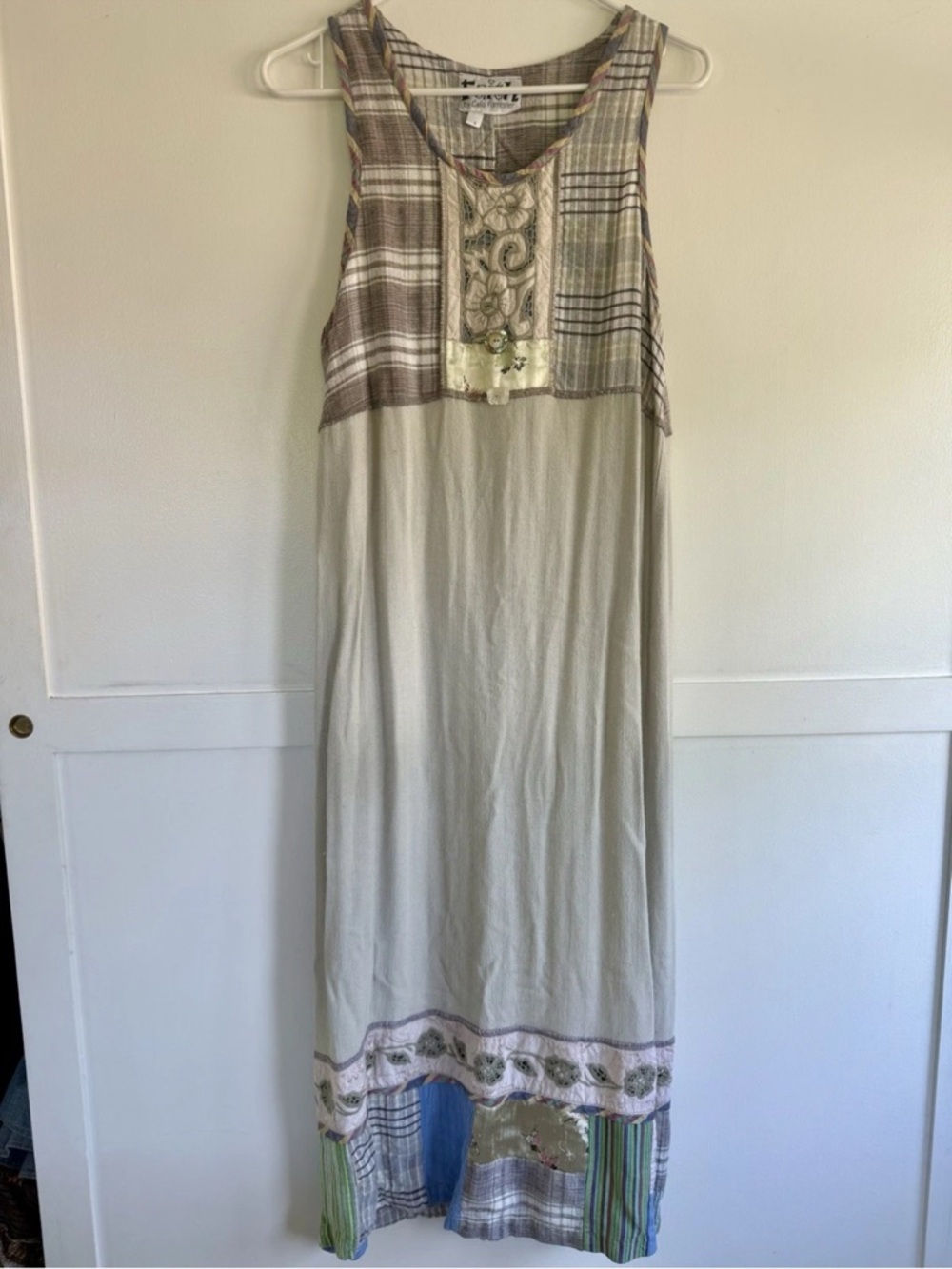 Faith by Celia‎ Forrester Lagenlook Patchwork Maxi Dress Art-to-Wear Boho Small